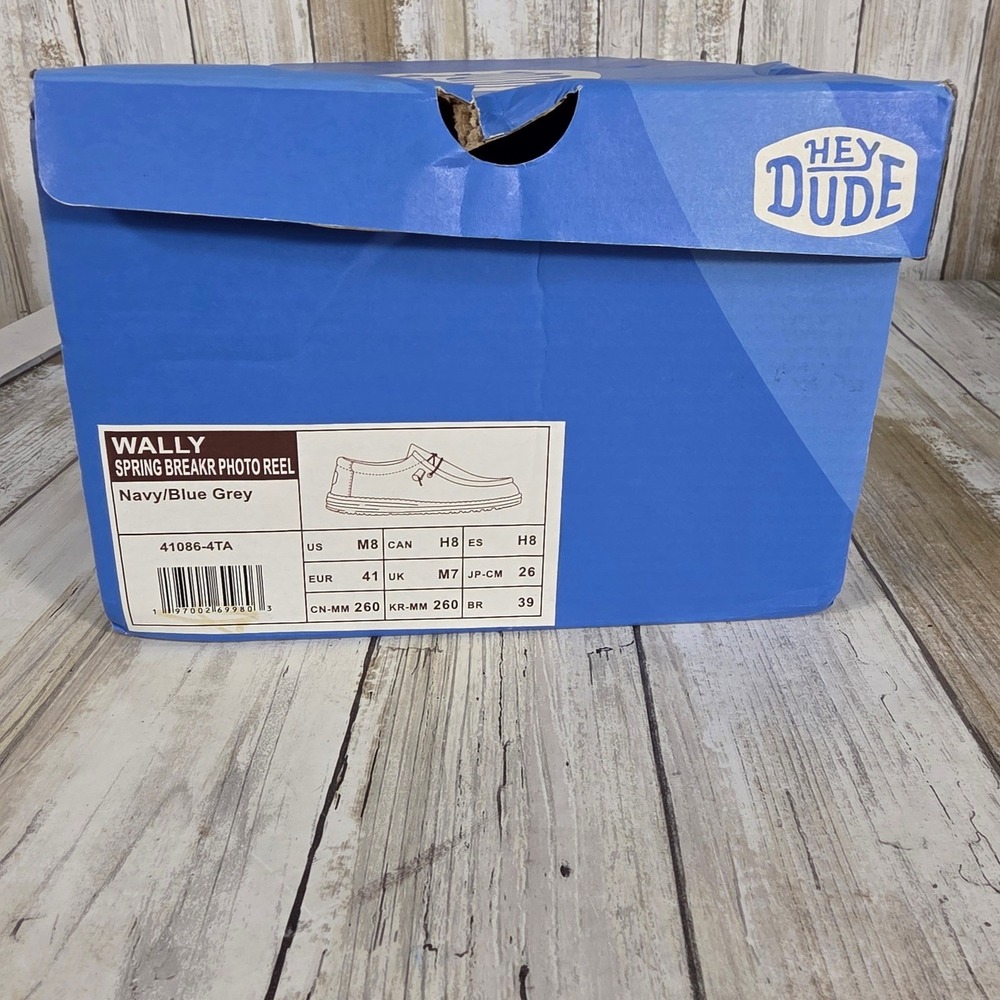 Hey Dude Wally Spring Breakr Photo Reel Navy Blue Grey Mens Loafers 41086-4TA M8 - Picture 11 of 11